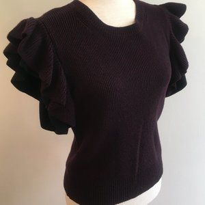 Club Monaco Ruffle Sleeve Wool Mix Top